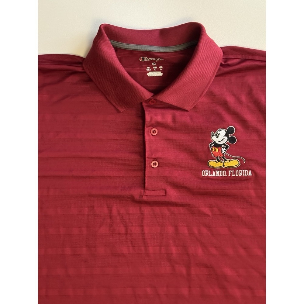 Champion Polo Shirt Mens Medium Red Disney Mickey Mouse Orlando FL Golf